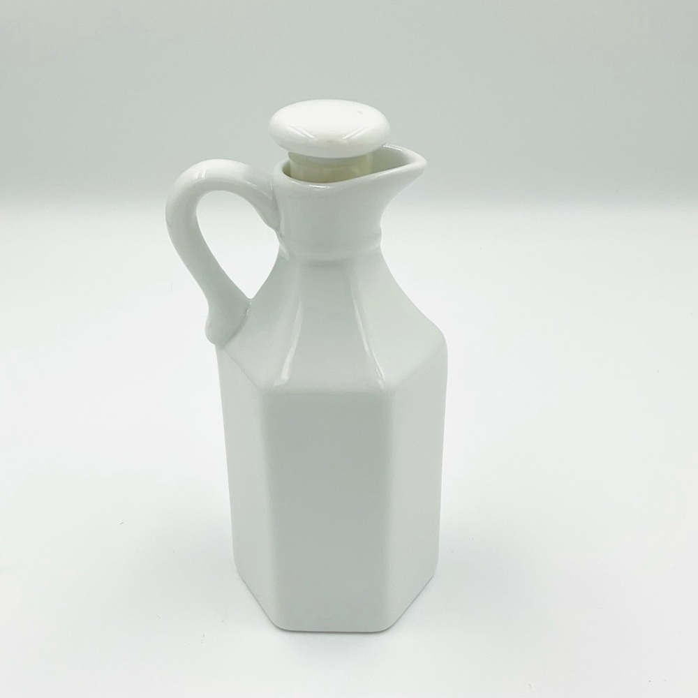 Vintage XCell White Ceramic 6-Sided Oil or Vinegar Cruet with a stopper